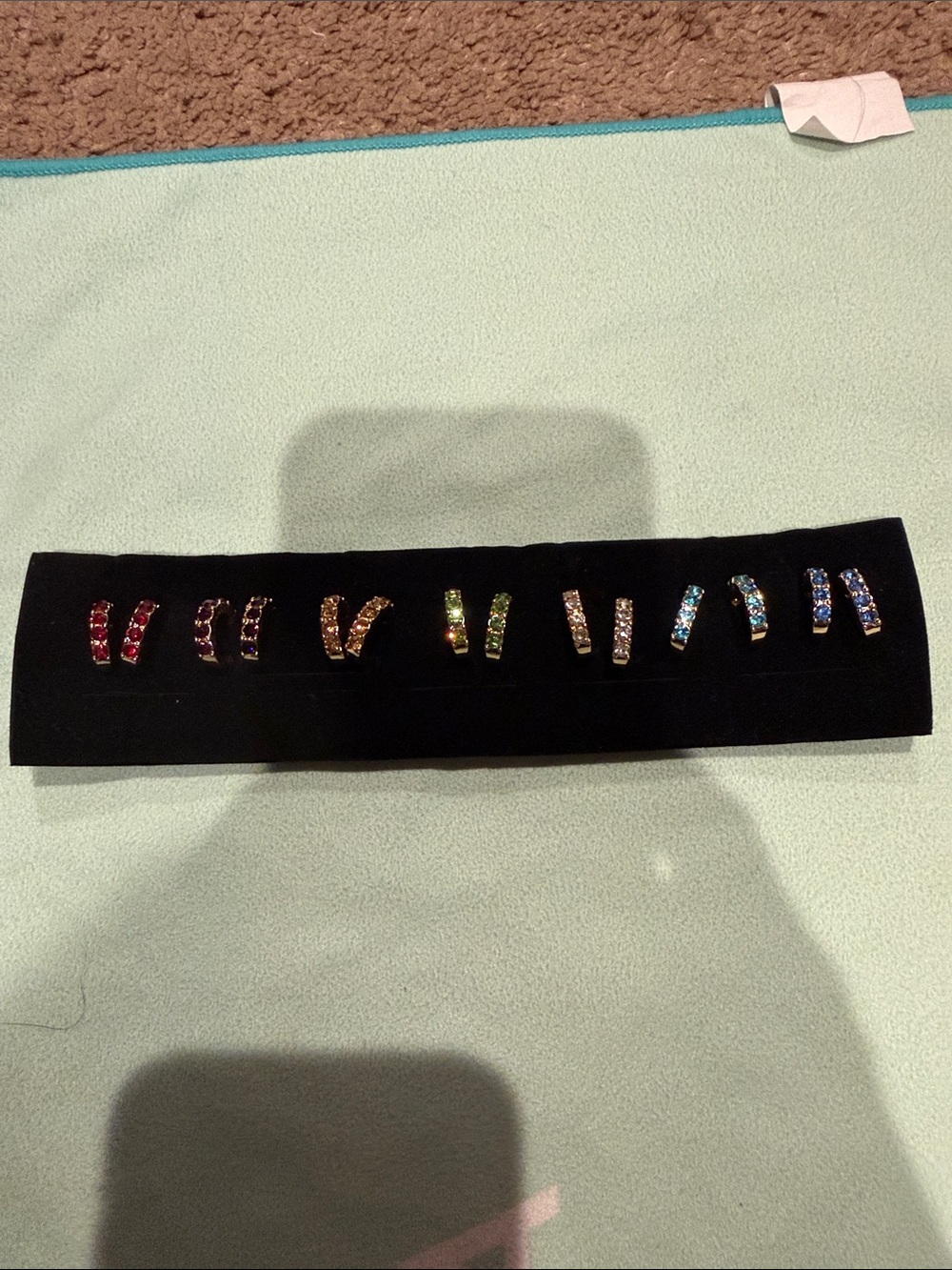 Multicolor Crystal Hoop Earrings Set - Women's Fashion Accessories